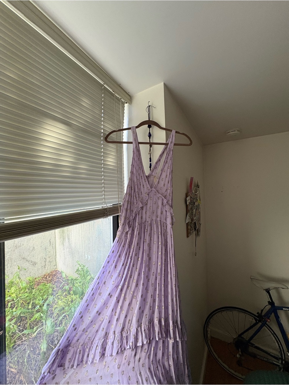 Altar'd State Lavender Maxi Dress with Gold Accents